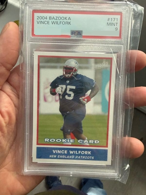 2004 Bazooka #171 Vince Wilfork rookie in a PSA 9 holder